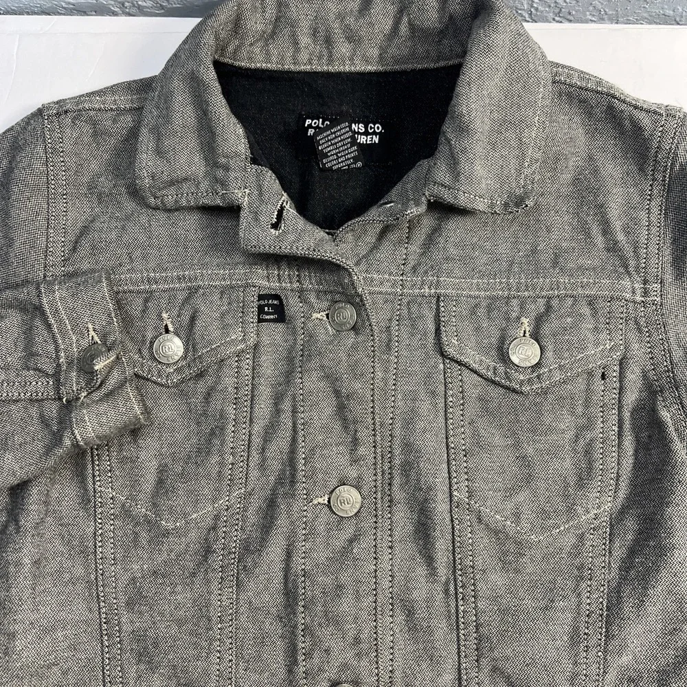 Polo Jeans Co Ralph Lauren Jacket Womens Size XS Gray Denim Button Front Pockets